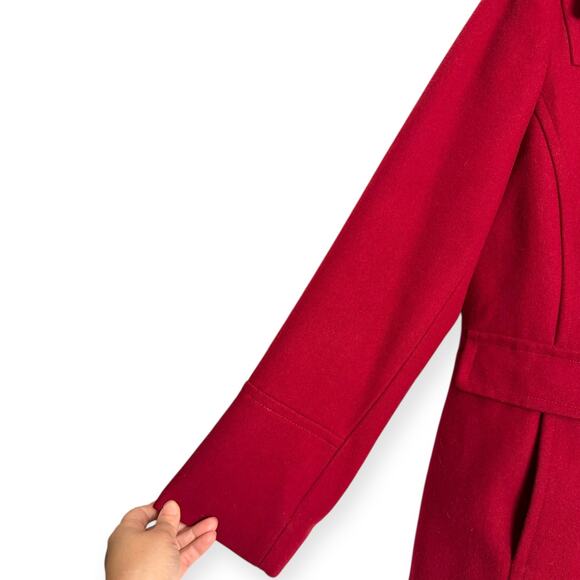 Croft & Barrow Red Wool Blend Hooded Toggle Button Short Pea Coat Women's M - Picture 7 of 12